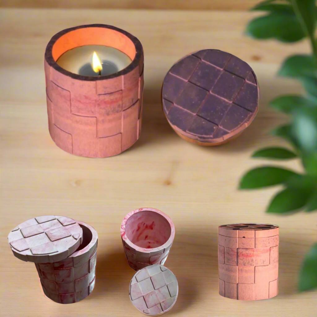 cube Patterned Soy Scented  Candle Jars